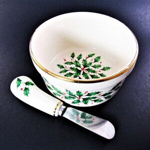 LENOX "HOLIDAY" DIP BOWL WITH SPREADER